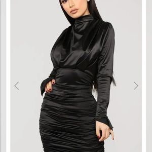 Fashion Nova black satin dress